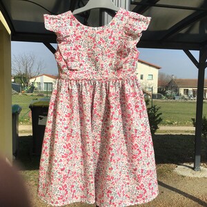 Robe à volant printanière dos dénudé du 2 au 12 ans Rose