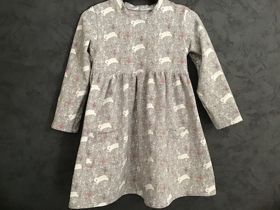 Fleece jersey dress / fall winter dress / warm dress from 18 months to 16 years