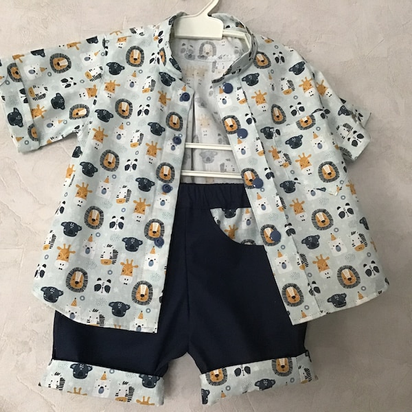 Ensemble garçon short/chemise du 1 ans au 12 ans