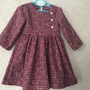 robe d'hiver/ coton flanelle/ petite fille du 1 au 16 ans différents coloris Vieux rose chatons