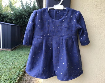 Robe enfant double gaze/robe automne /robe manche longue