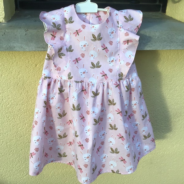 robe bébé lapinou  à volants du 3 mois au 4 ans