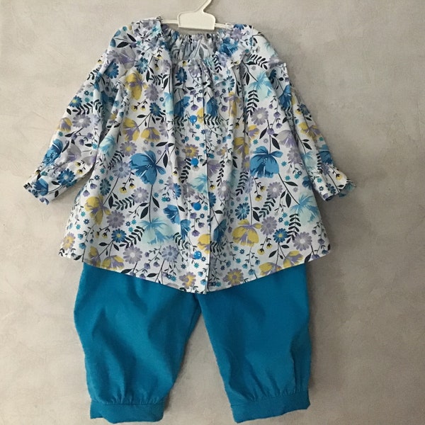 Ensemble filles très frais blouse chemise et knickers du 2 au 12 ans