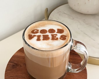 Good Vibes Coffee Stencil; Good Vibes; Coffee Stencil; Latte Art Stencil