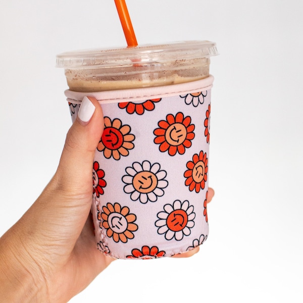 Daisy Iced Coffee Sleeve; Iced Coffee Kozy; Iced Coffee Sleeve; Coffee Sleeve