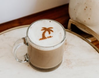 Beachin' Coffee Stencil; Palm Tree; Palm Tree Stencil; Coffee Stencil; Latte Art Stencil