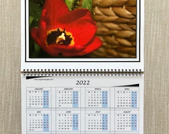 Full Year Floral Single Photo Calendar Wall For 2023, A4 Flower Calendar Year At A Glance, Photography Gifts Mid Year Calendar Gift To Hang