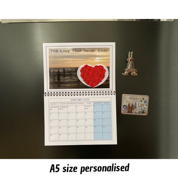Calendrier magnétique mensuel pour réfrigérateur A4 (21x29 cm