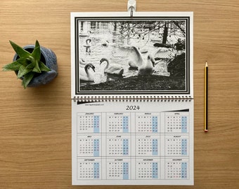 Großer A3 Wandkalender Ganzjahres Auf einen Blick, Fotografie Geschenke Küche Reisekalender 2024, Mid Year Kalender Natur zum Aufhängen mit Kunst