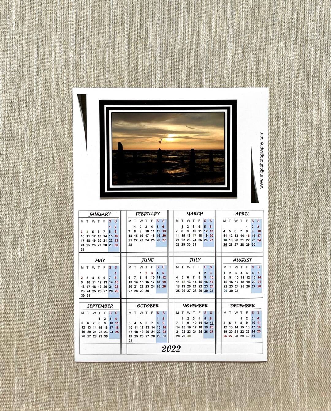 Full Year Seascape 2024 Calendar Handmade Fridge Etsy Polska