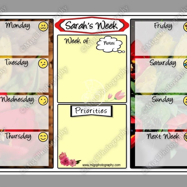 Personalised Weekly Calendar Planner, Dry Wipe Fridge Family Planner, Weekly Schedule Fridge Calendar, Memo Board Meal Planner To Do List