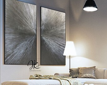 Silver Leaf Painting Etsy