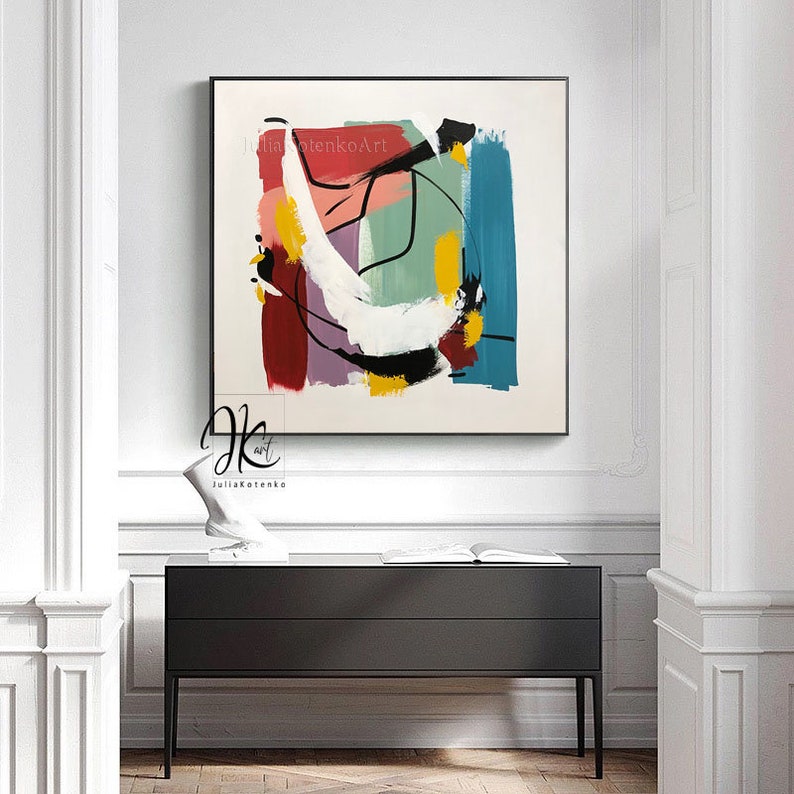 Oversized Colorful Abstract Wall Art On Canvas Original Etsy