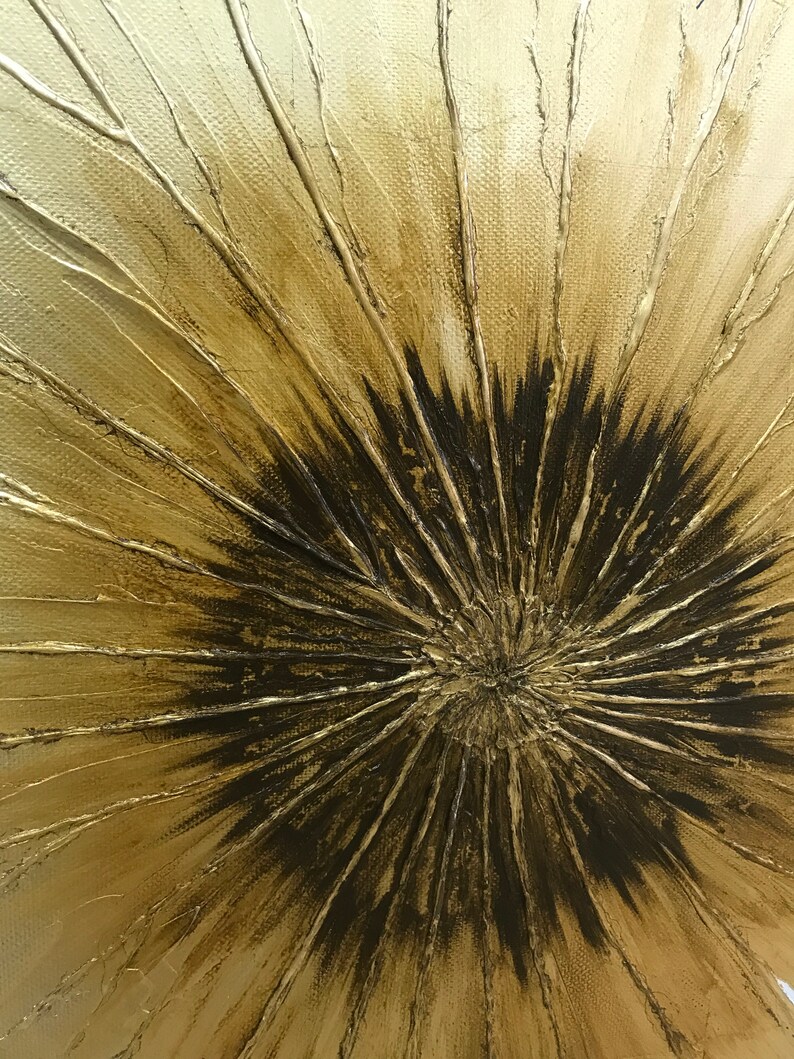 Flower Gold Leaf Original PaintingLarge Wall Art Unique Home Etsy