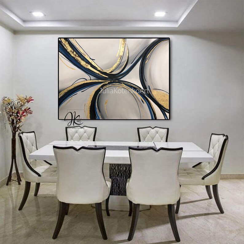 Oversized Abstract Painting Gold Leaf Painting Large Abstract Etsy