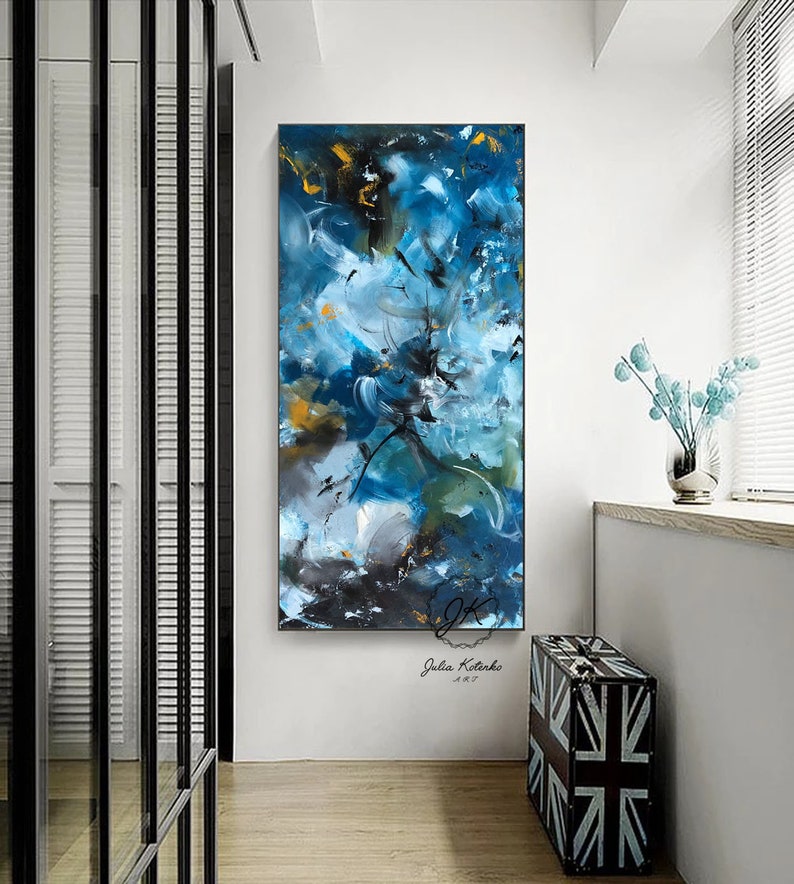 Extra Large wall art Blue Wall Decor Textured Abstract Etsy