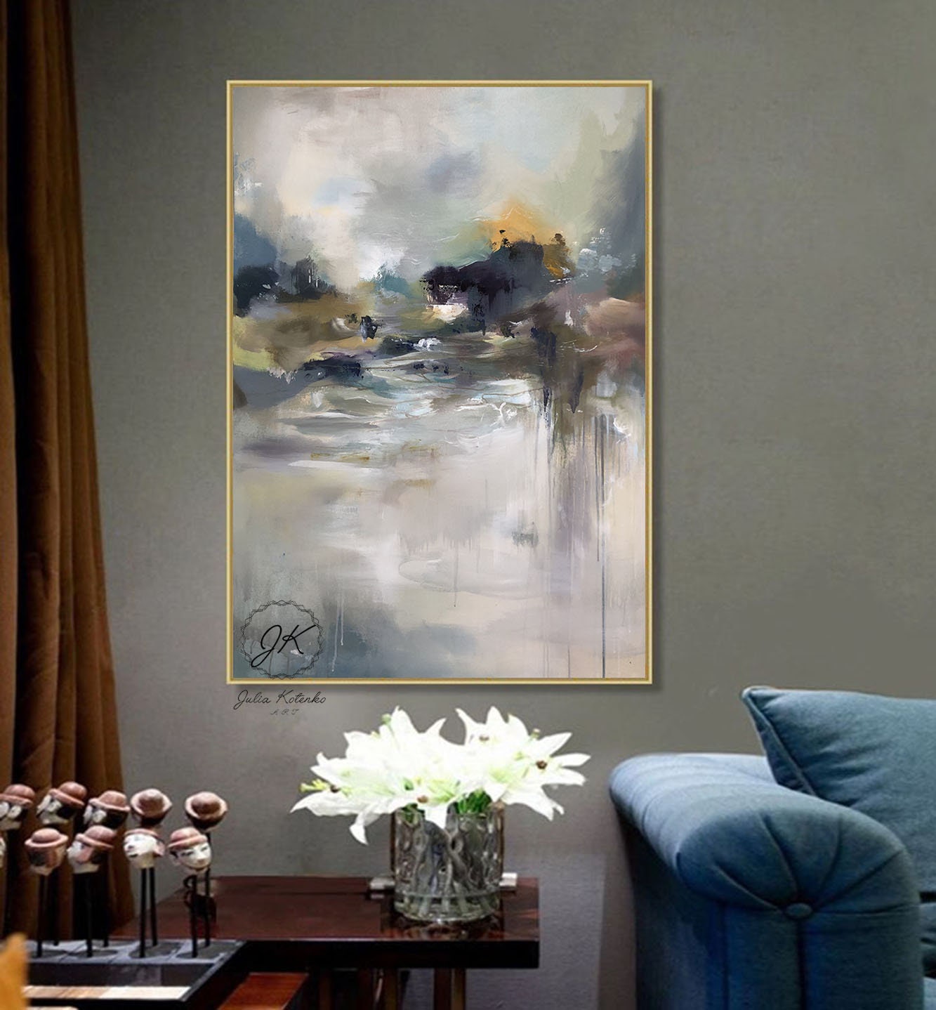 Original Landscape Canvas Painting Blue abstract landscape Etsy