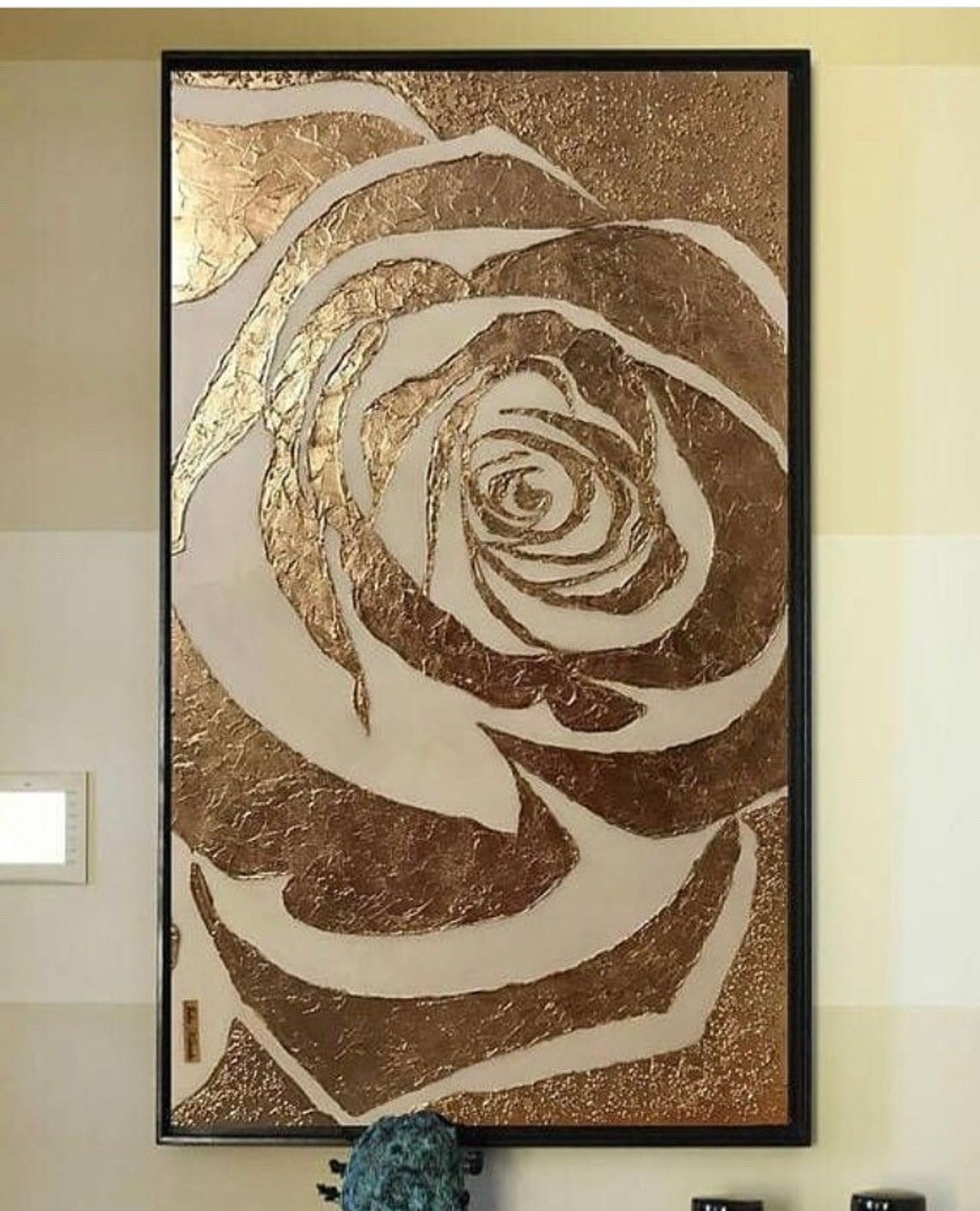 Large Abstract Painting Rose Gold Painting Textured Painting Etsy