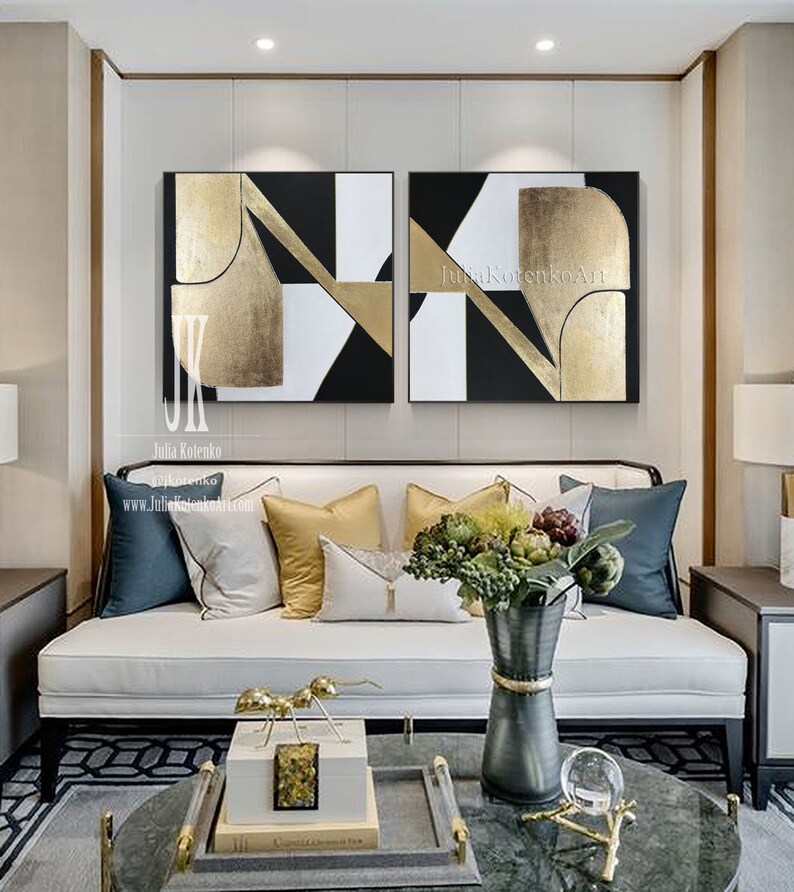 Gold Leaf Painting Angel Wings Wall Decor Oversize