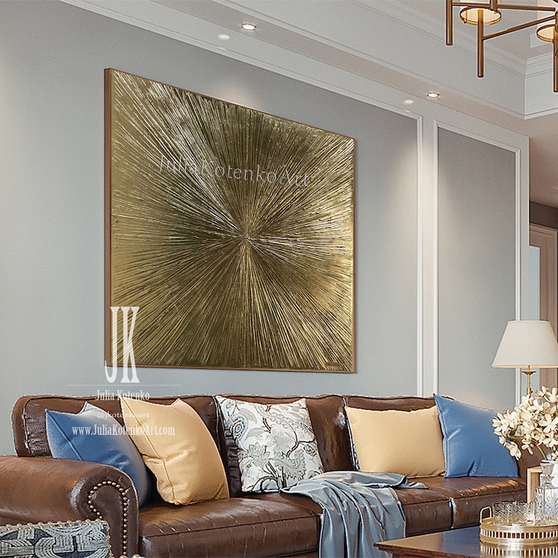 Gold Leaf Painting Large Wall Art Gold Wall Decor Texture