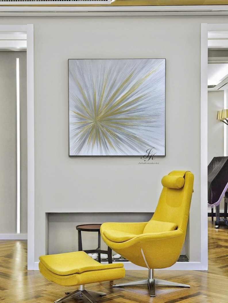 Large Canvas Painting Texture Wall Art Gold Painting Silver Etsy