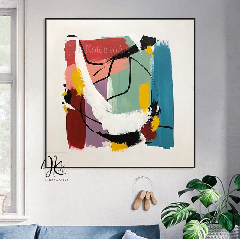 Oversized Colorful Abstract Wall Art On Canvas Original Etsy