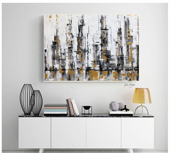 New York City Artabstract Cityscape Office Decornew York Etsy