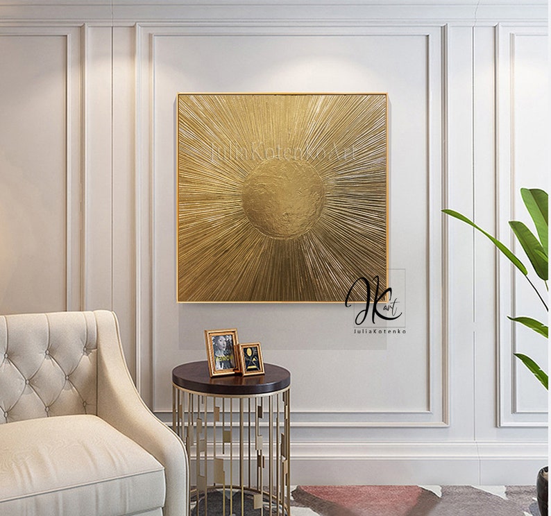 Gold Leaf PaintingSunburst wall decor Oversized Wall Art Etsy