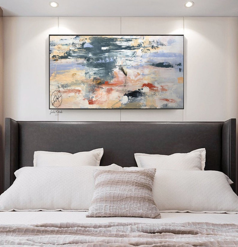 Décor audessus du lit Peinture abstraite sur toile Grand Etsy