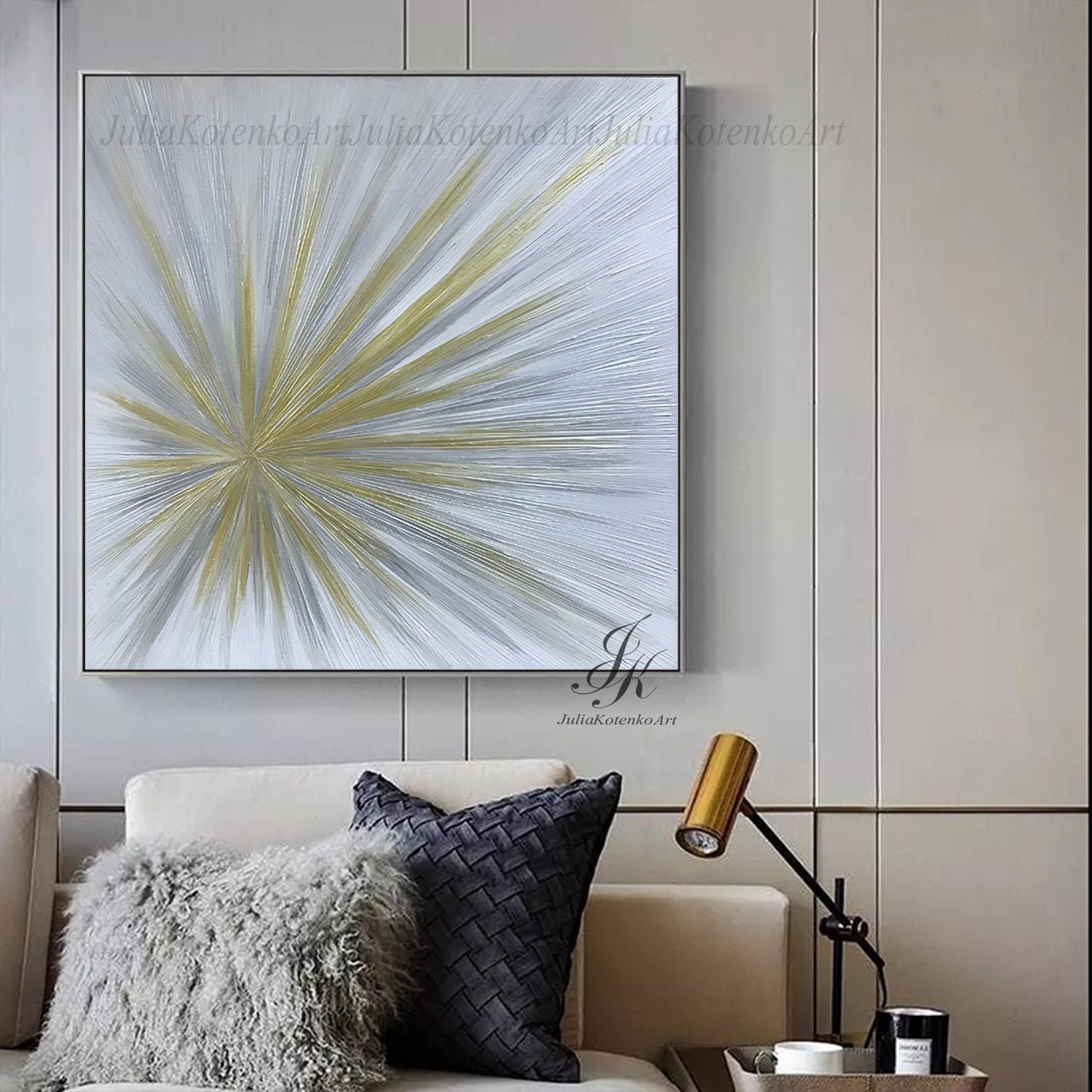 Large Canvas Painting Texture Wall Art Gold Painting Silver Etsy