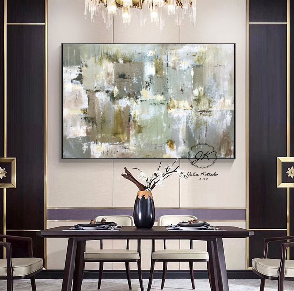 Extra Large Wall Art Green Canvas Wall Art Textured Etsy