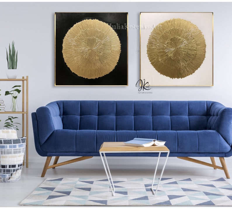 Gold Leaf Painting Angel Wings Wall Decor Oversize 52D