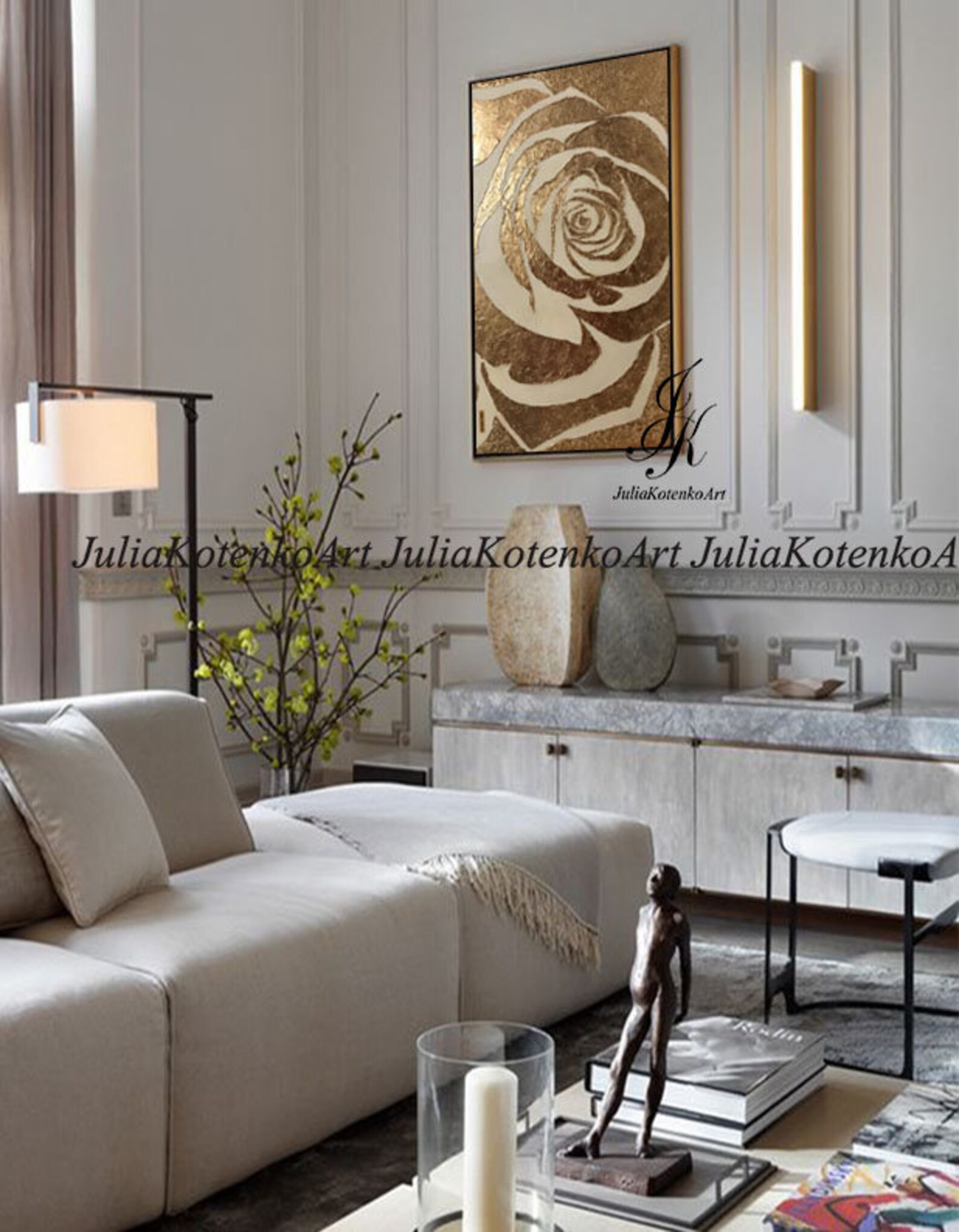 Large Abstract Painting Rose Gold Painting Textured Painting Etsy