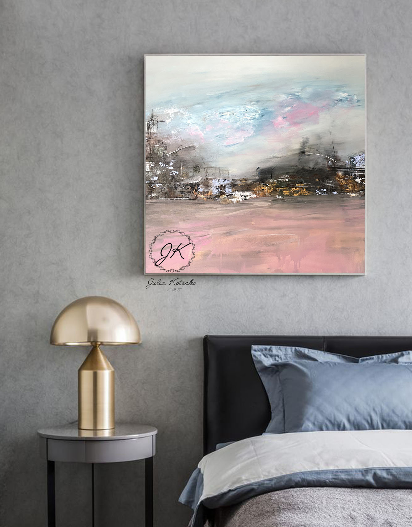 Original Landscape Canvas PaintingOver Bed Wall Art Pink Etsy