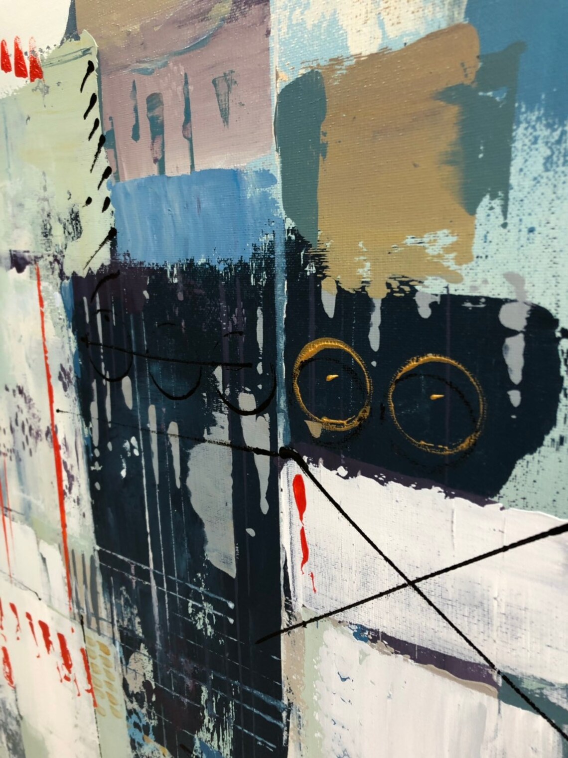 Large Original Abstract Painting Geometric Painting Canvas Art Etsy