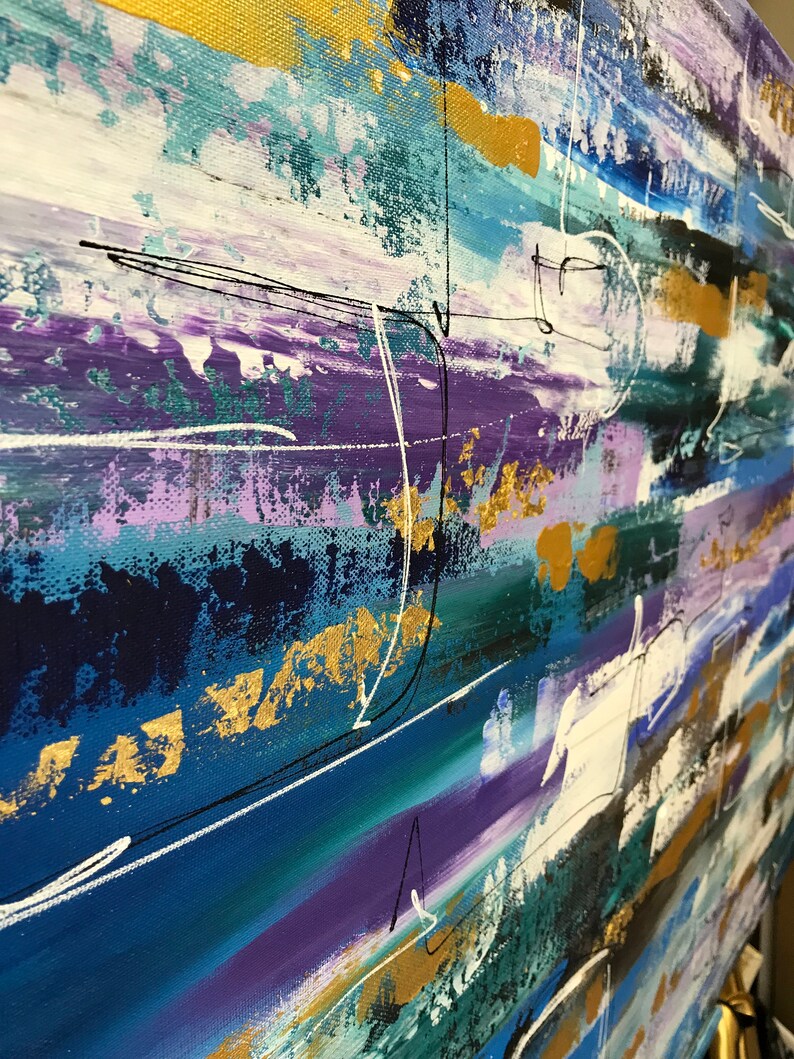 Large Abstract Painting Gold Leaf Large Wall Art Gold Painting Etsy