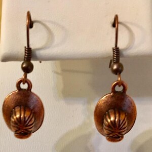 Fireman's Helmet Antiqued Copper Plated Pewter Earrings         231
