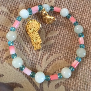Rainy Day- New Jade Sea Green and Pink Coral Tube Spacer Bracelet       697