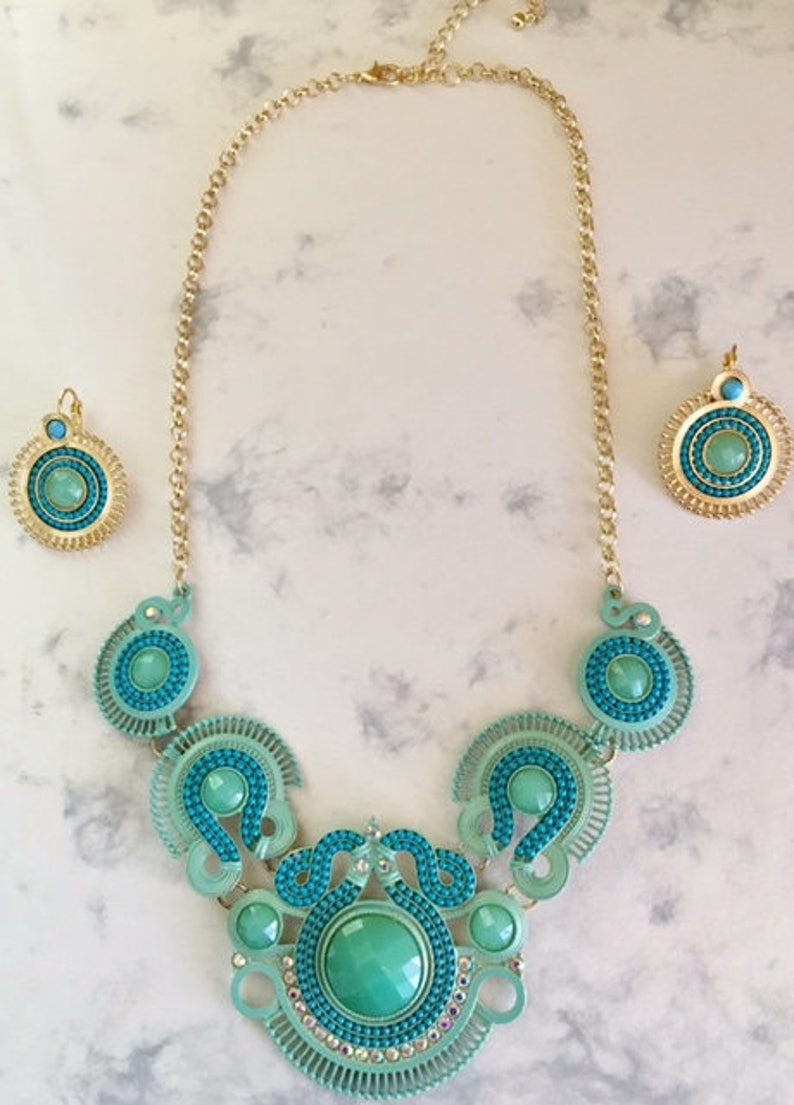 Green Blue Jewelry Set Costume/Fashion 602 image 4