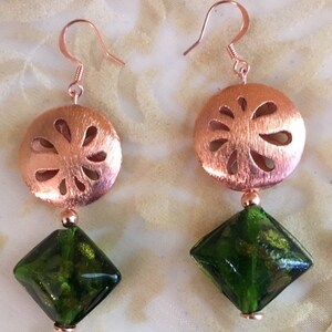 Copper and Lampworked Glass Earrings            257