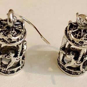 Antiqued Silver Filled Merry Go Round Carousel Horse Earrings       182