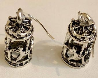 Antiqued Silver Filled Merry Go Round Carousel Horse Earrings       182