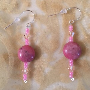 Sterling Silver Pink Glass Bead Earrings         497