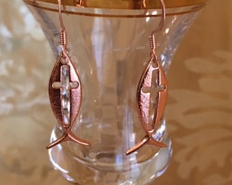Copper Fish with Cross Earrings                  247