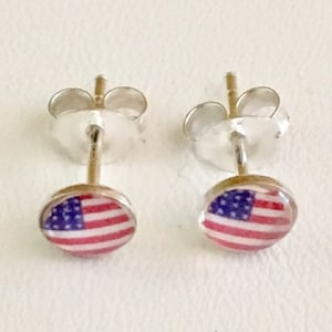 Sterling Silver American Flag Earrings         1028