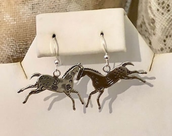 Sterling Silver Horse with Symbols Earrings               396