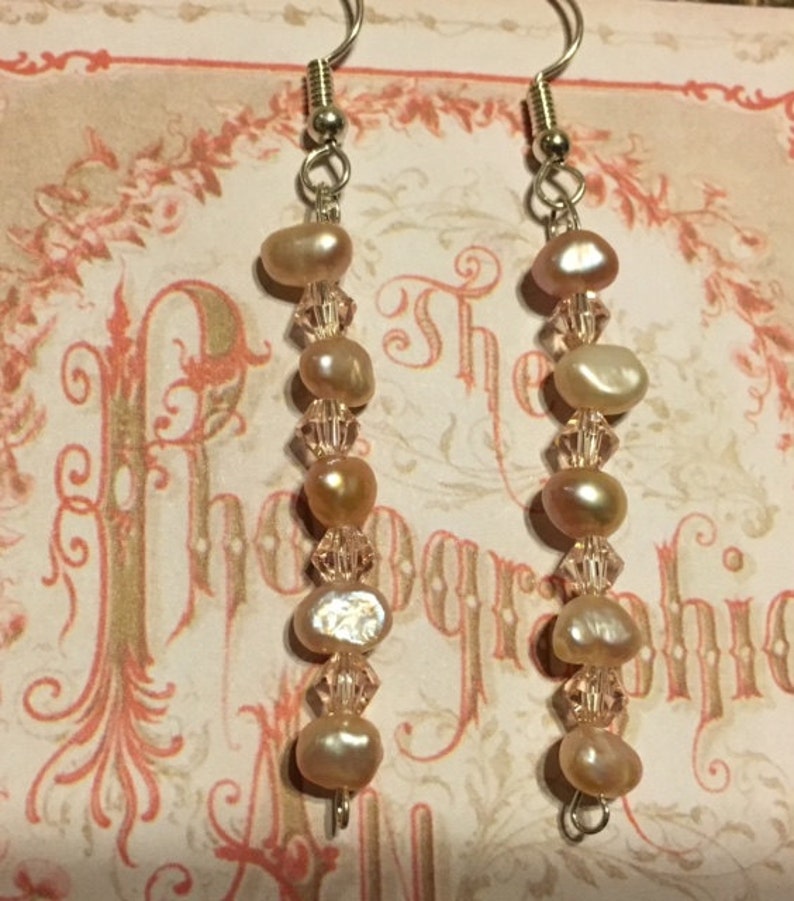 Sterling Silver Pearl and Crystal Earrings 470 image 1