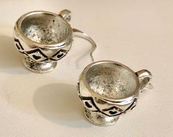 Antiqued Silver Filled Tea Cup Earrings                  180