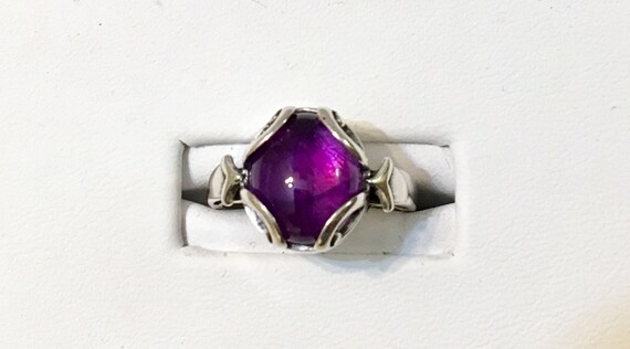 Sterling Silver Amethyst Ring- Beautiful Swirl Setting             949