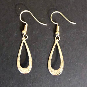 14K Gold Filled Etched Open Teardrop Earrings
